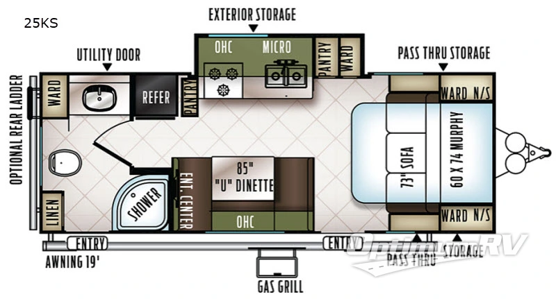 2018 Forest River Flagstaff Micro Lite 25KS Floorplan Photo
