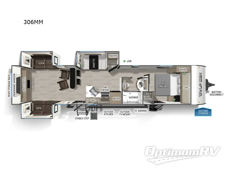 2026 Forest River Cherokee Wolf Den 306MM RV Floorplan Photo