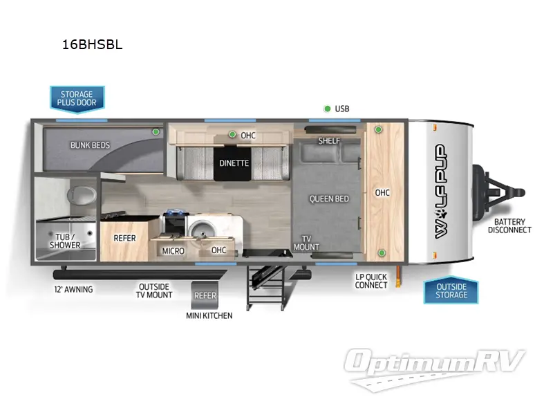 2026 Forest River Cherokee Wolf Pup Black Label 16BHSBL Floorplan Photo