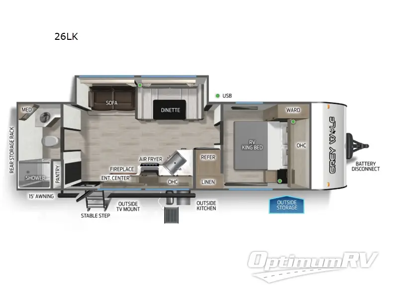 2026 Forest River Cherokee Grey Wolf 26LK RV Floorplan Photo