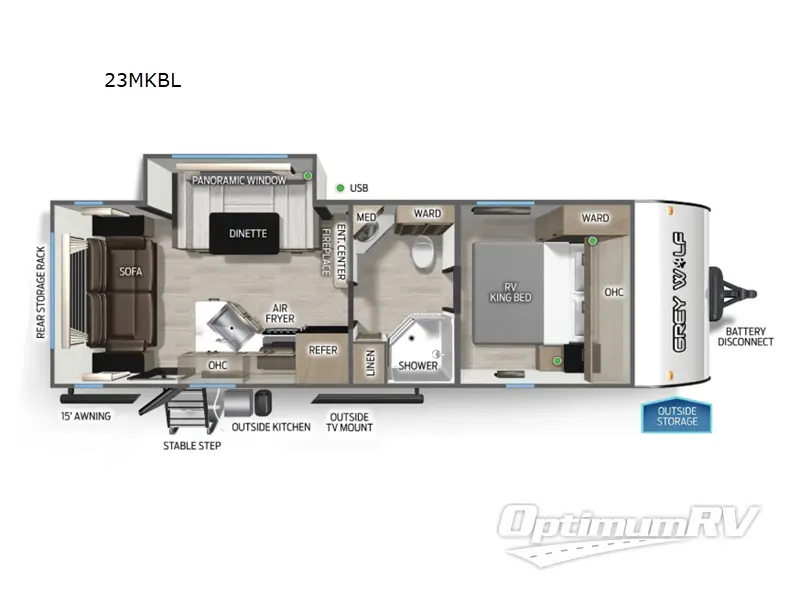 2026 Forest River Cherokee Grey Wolf Black label 23MKBL RV Floorplan Photo