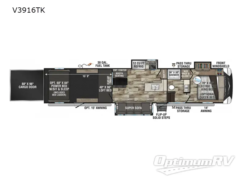 2022 KZ Venom V-Series V3916TK RV Floorplan Photo