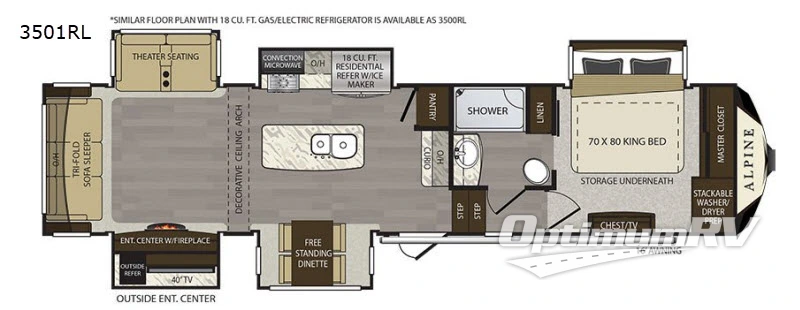 2018 Keystone alpine 3501RL Floorplan Photo