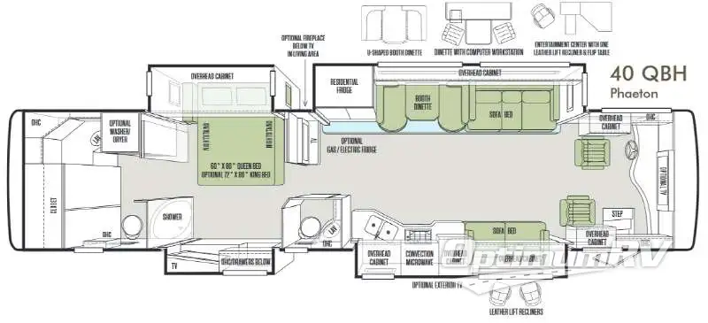 2014 Tiffin Phaeton 40 QBH Floorplan Photo