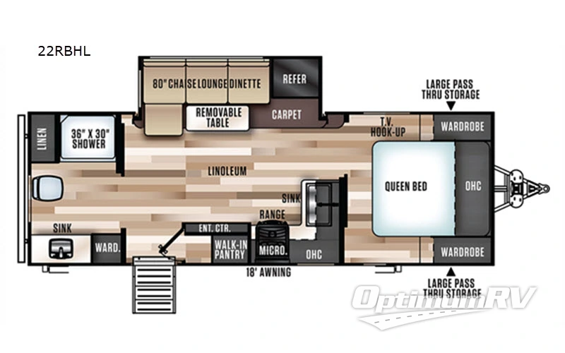 2019 Forest River Wildwood Heritage Glen Hyper-Lyte 22RBHL Floorplan Photo