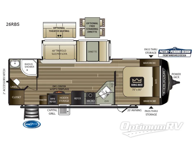 2019 Keystone Cougar Half-Ton Series 26RBS Floorplan Photo