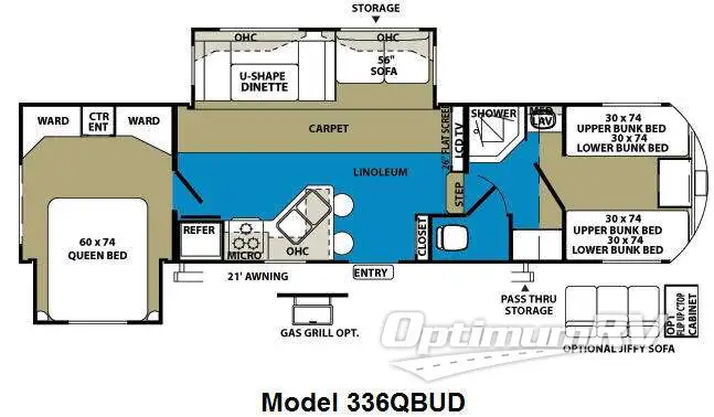 2011 Forest River Wildwood Heritage Glen 336QBUD Floorplan Photo