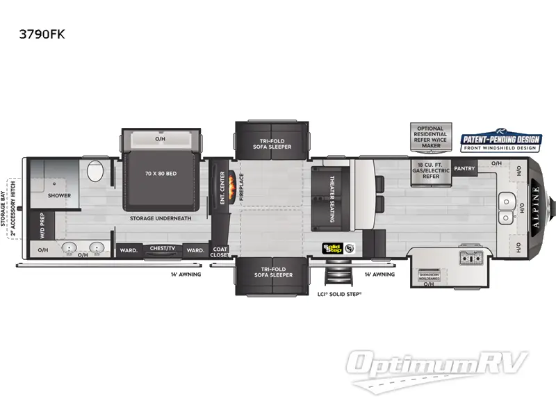 2022 Keystone alpine 3790FK Floorplan Photo