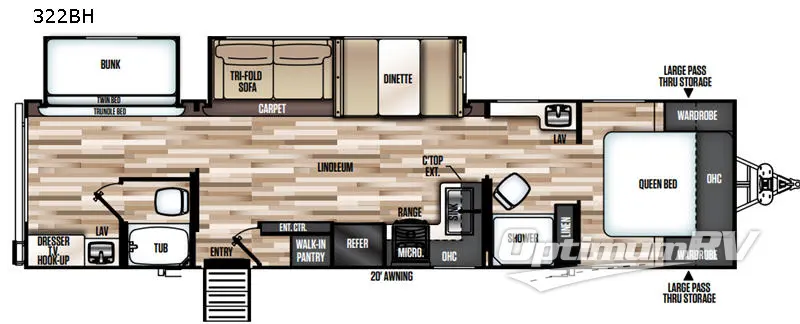 2019 Forest River Wildwood Heritage Glen LTZ 322BH RV Floorplan Photo