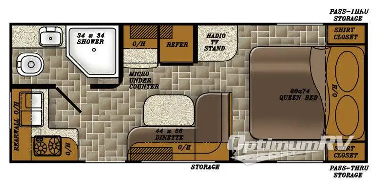 2012 Gulf Stream Visa 19 RGU RV Floorplan Photo