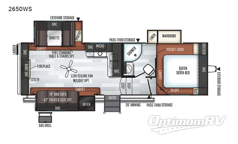 2019 Forest River Rockwood Ultra Lite 2650WS Floorplan Photo