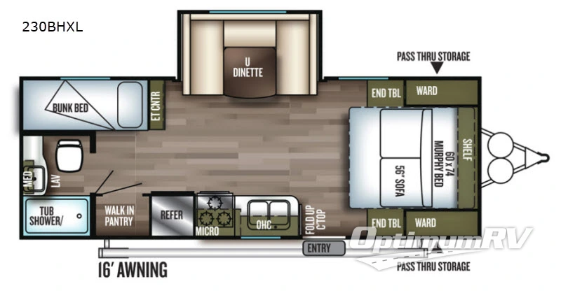 2018 Forest River Wildwood X-Lite 230BHXL Floorplan Photo