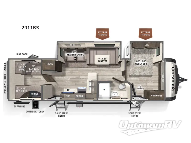 2023 Forest River Rockwood Ultra Lite 2911BS Floorplan Photo