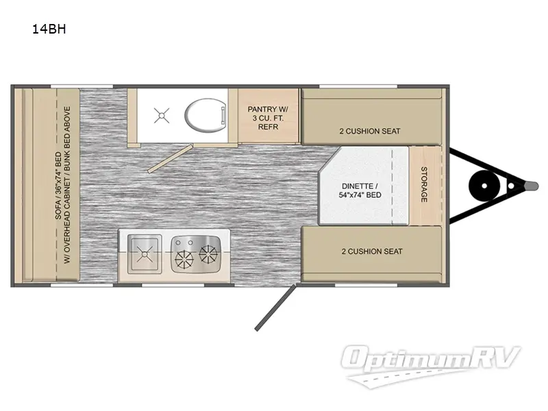 2023 Travel Lite Rove Lite 14BH Floorplan Photo