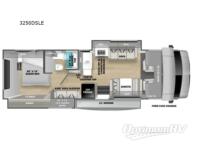 2027 Forest River Sunseeker LE 3250DSLE Ford RV Floorplan Photo
