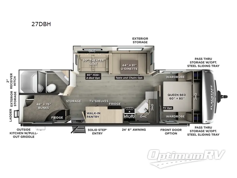 2026 Forest River Flagstaff Super Lite 27DBH Floorplan Photo