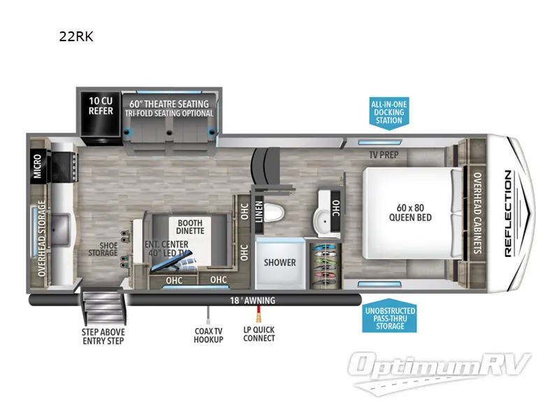 2024 Grand Design Reflection 100 Series 22RK Floorplan Photo
