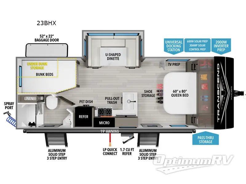 2026 Grand Design Transcend Xplor 23BHX RV Floorplan Photo