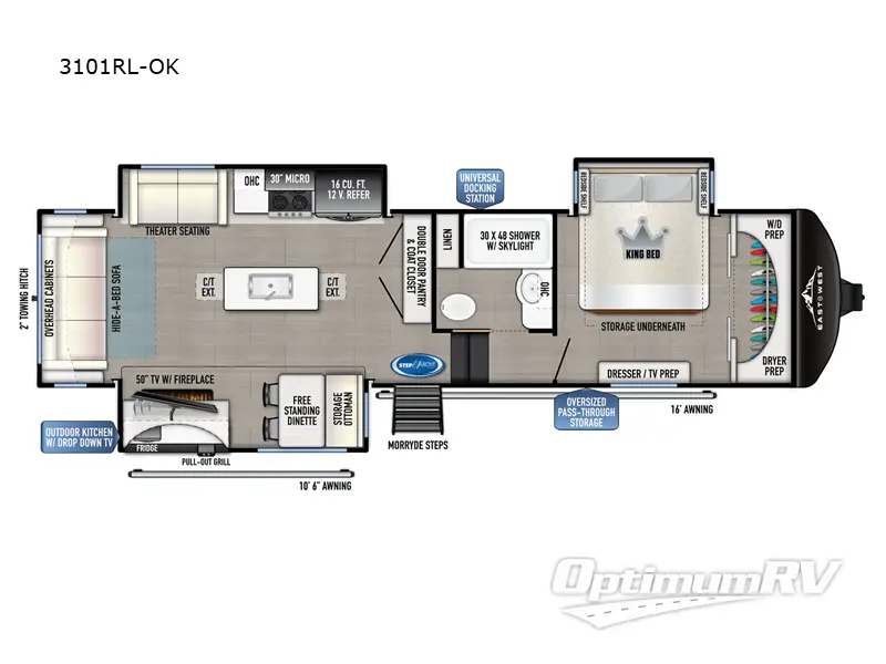 2024 East To West Blackthorn 3101RL-OK RV Floorplan Photo
