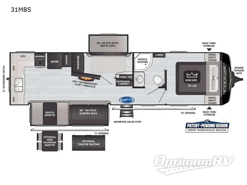 2021 Keystone Cougar Half-Ton 31MBS RV Floorplan Photo