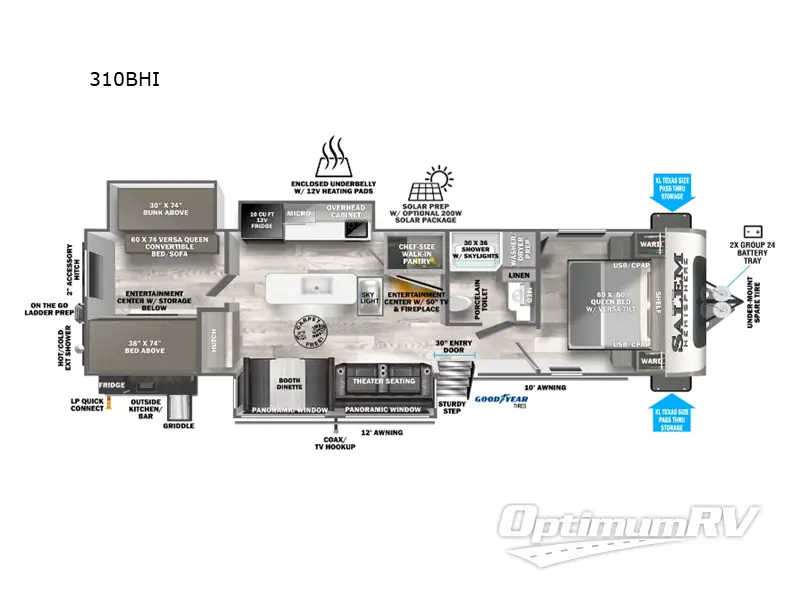 2024 Forest River Salem Hemisphere 310BHI Floorplan Photo
