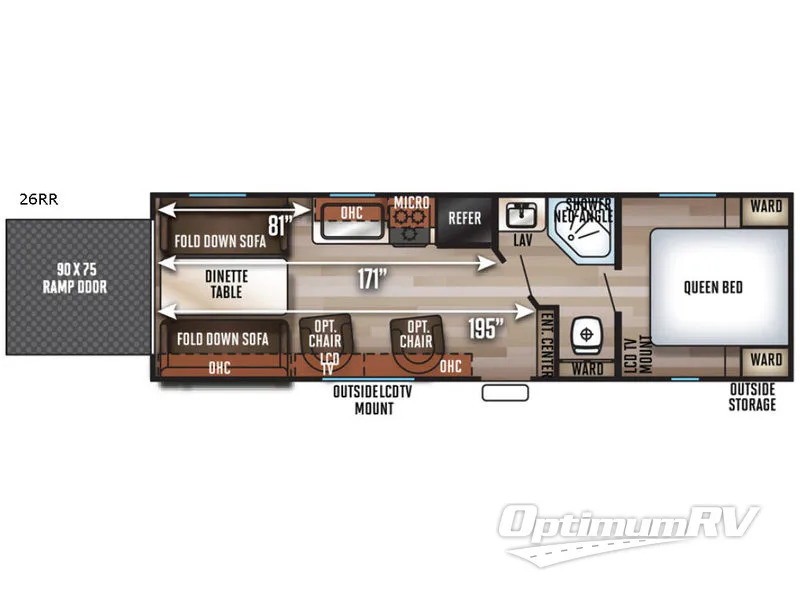 2018 Forest River Cherokee Grey Wolf 26RR RV Floorplan Photo