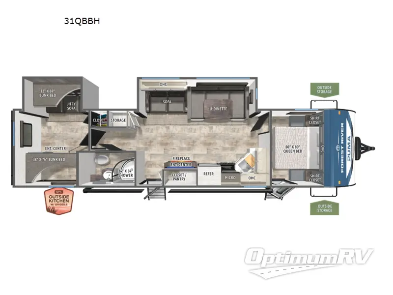 2026 Forest River Puma 31QBBH Floorplan Photo