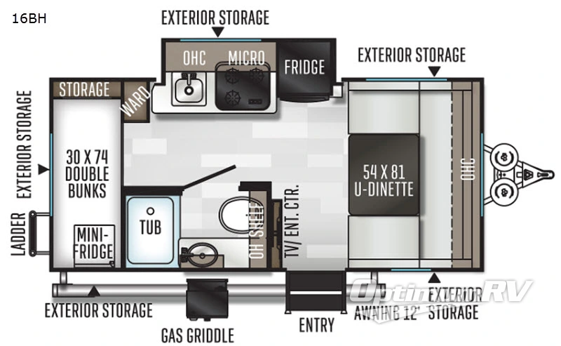 2020 Forest River Rockwood GEO Pro 16BH Floorplan Photo