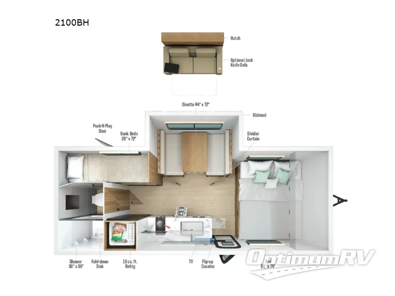 2026 Winnebago Micro Minnie 2100BH Floorplan Photo