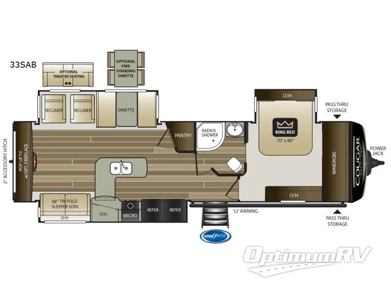 2019 Keystone Cougar Half-Ton Series 33SAB Floorplan Photo