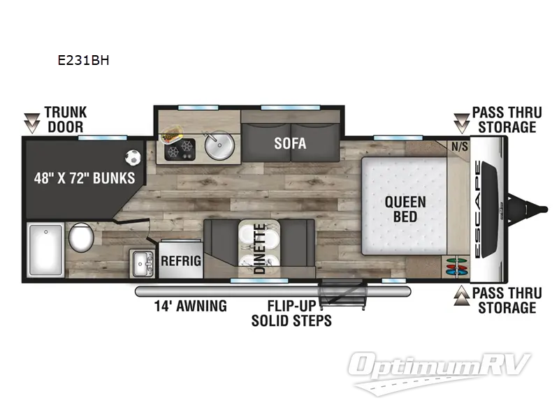 2022 KZ Escape E231BH Floorplan Photo