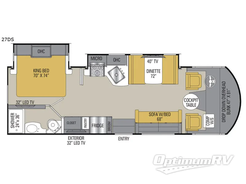 2018 Coachmen Pursuit Precision 27DS RV Floorplan Photo