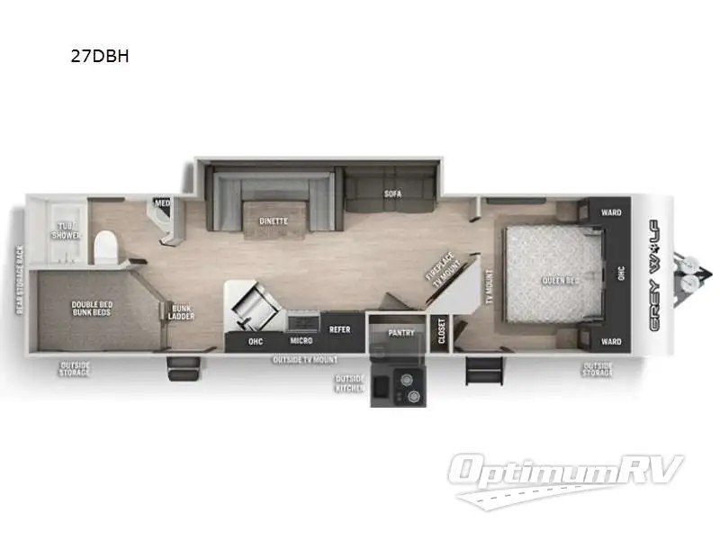2022 Forest River Cherokee Grey Wolf 27DBH Floorplan Photo