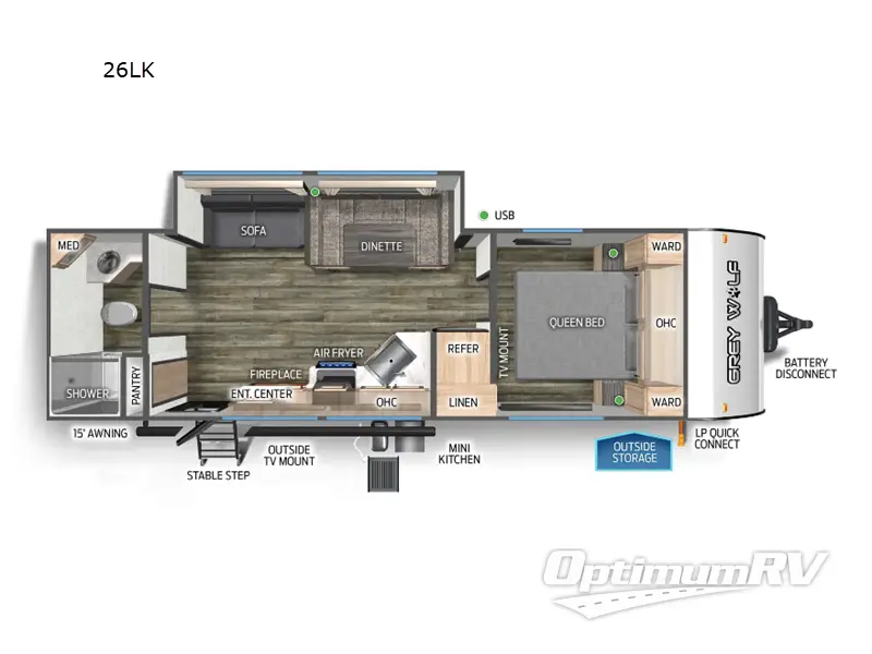 2025 Forest River Cherokee Grey Wolf 26LK Floorplan Photo