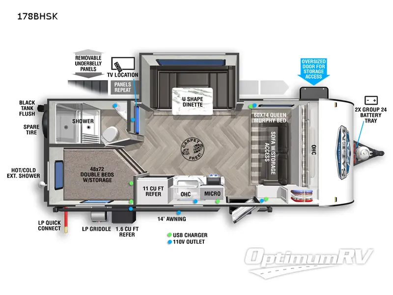 2022 Forest River Salem FSX 178BHSK RV Floorplan Photo
