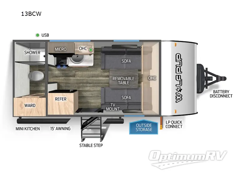 2023 Forest River Cherokee Wolf Pup 13BCW Floorplan Photo