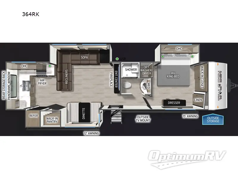 2027 Forest River Cherokee Wolf Den 364RK Floorplan Photo
