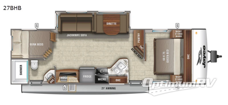 2021 Jayco Jay Feather 27BHB Floorplan Photo