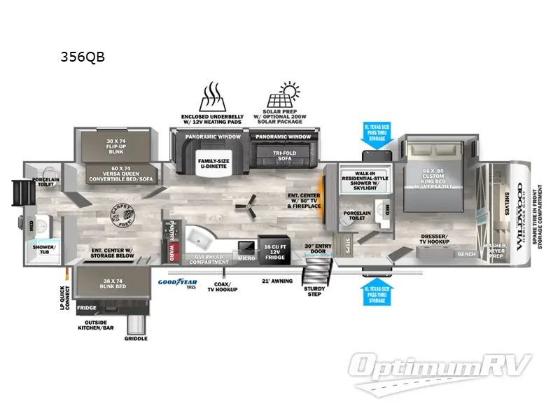 2024 Forest River Wildwood Heritage Glen 356QB Floorplan Photo