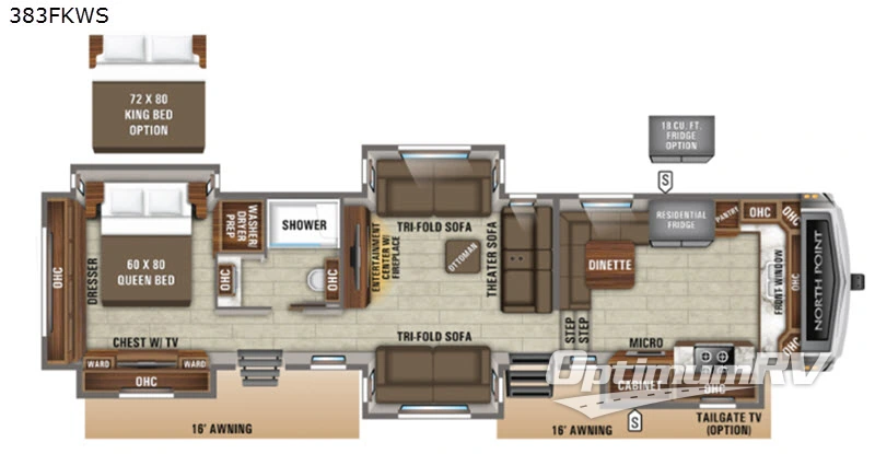2020 Jayco North Point 383FKWS Floorplan Photo