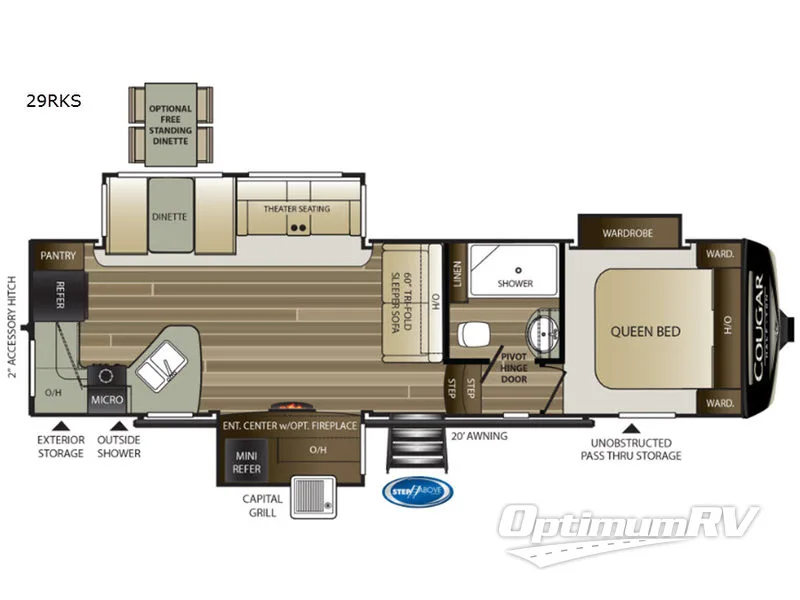 2019 Keystone Cougar Half-Ton Series 29RKS Floorplan Photo