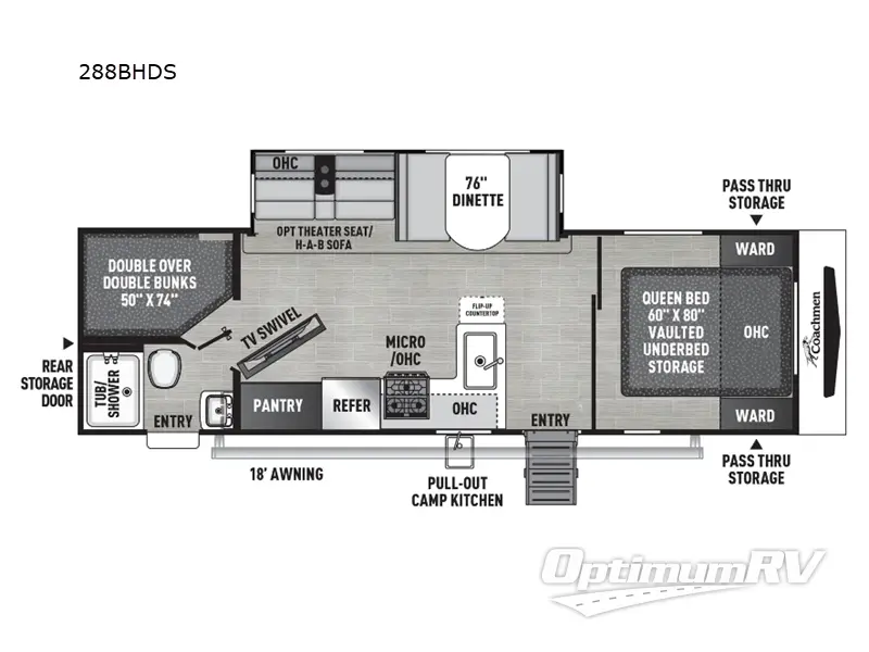 2024 Coachmen Freedom Express Ultra Lite 288BHDS RV Floorplan Photo
