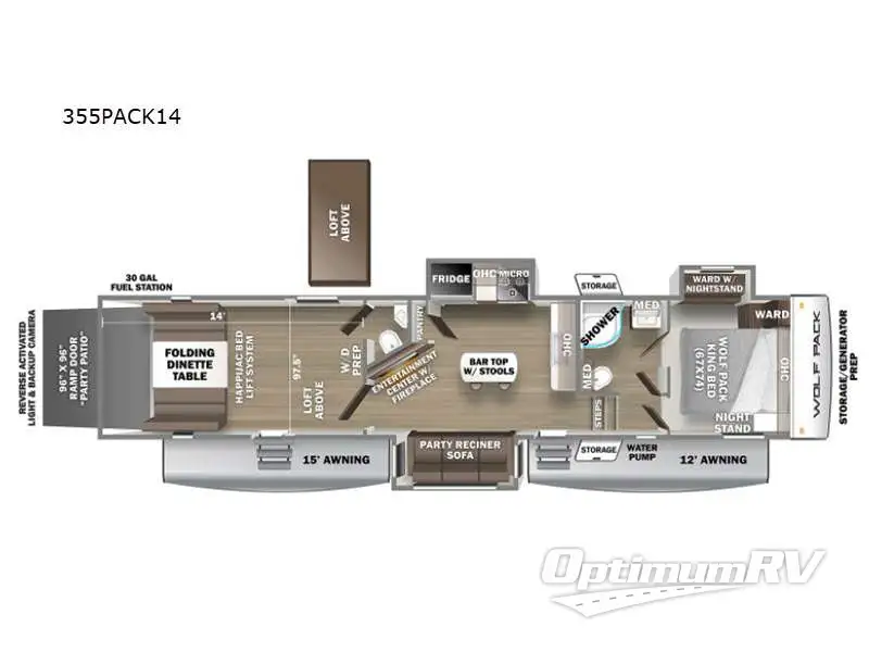 2022 Forest River Cherokee Wolf Pack 355PACK14 Floorplan Photo
