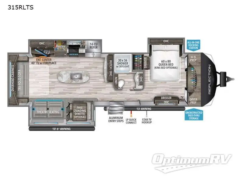 2022 Grand Design Reflection 315RLTS RV Floorplan Photo