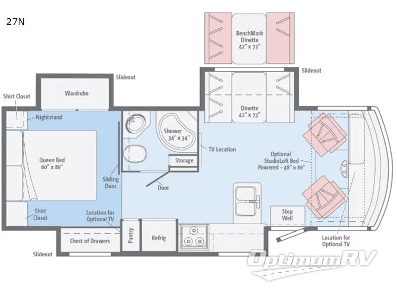 2017 Winnebago Vista LX 27N Floorplan Photo