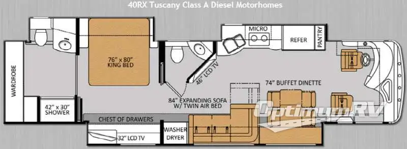 2014 Thor Tuscany 40RX Floorplan Photo