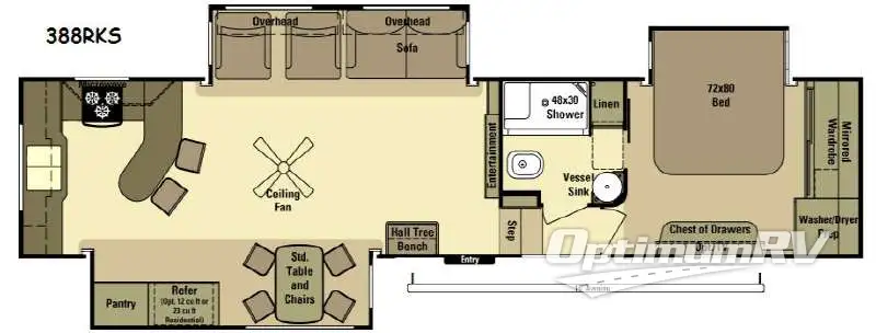 2015 Open Range 3X 388RKS Floorplan Photo