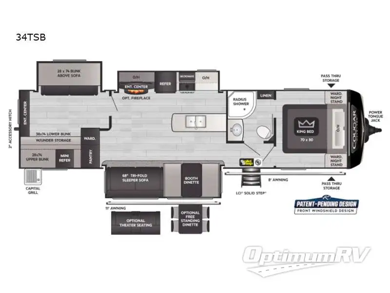 2023 Keystone Cougar Half-Ton 34TSB Floorplan Photo