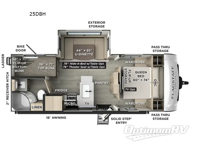 2026 Forest River Flagstaff Micro Lite 25DBH RV Floorplan Photo