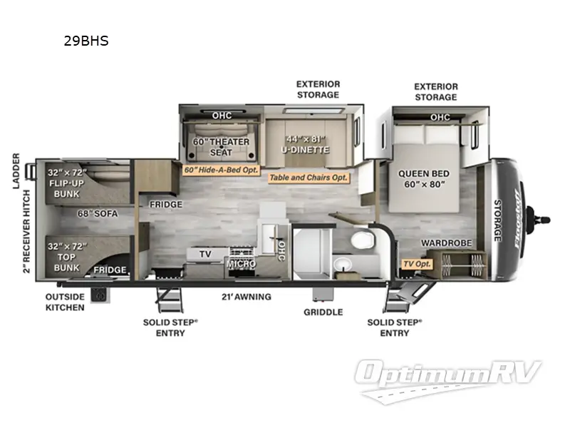 2024 Forest River Flagstaff Super Lite 29BHS Floorplan Photo